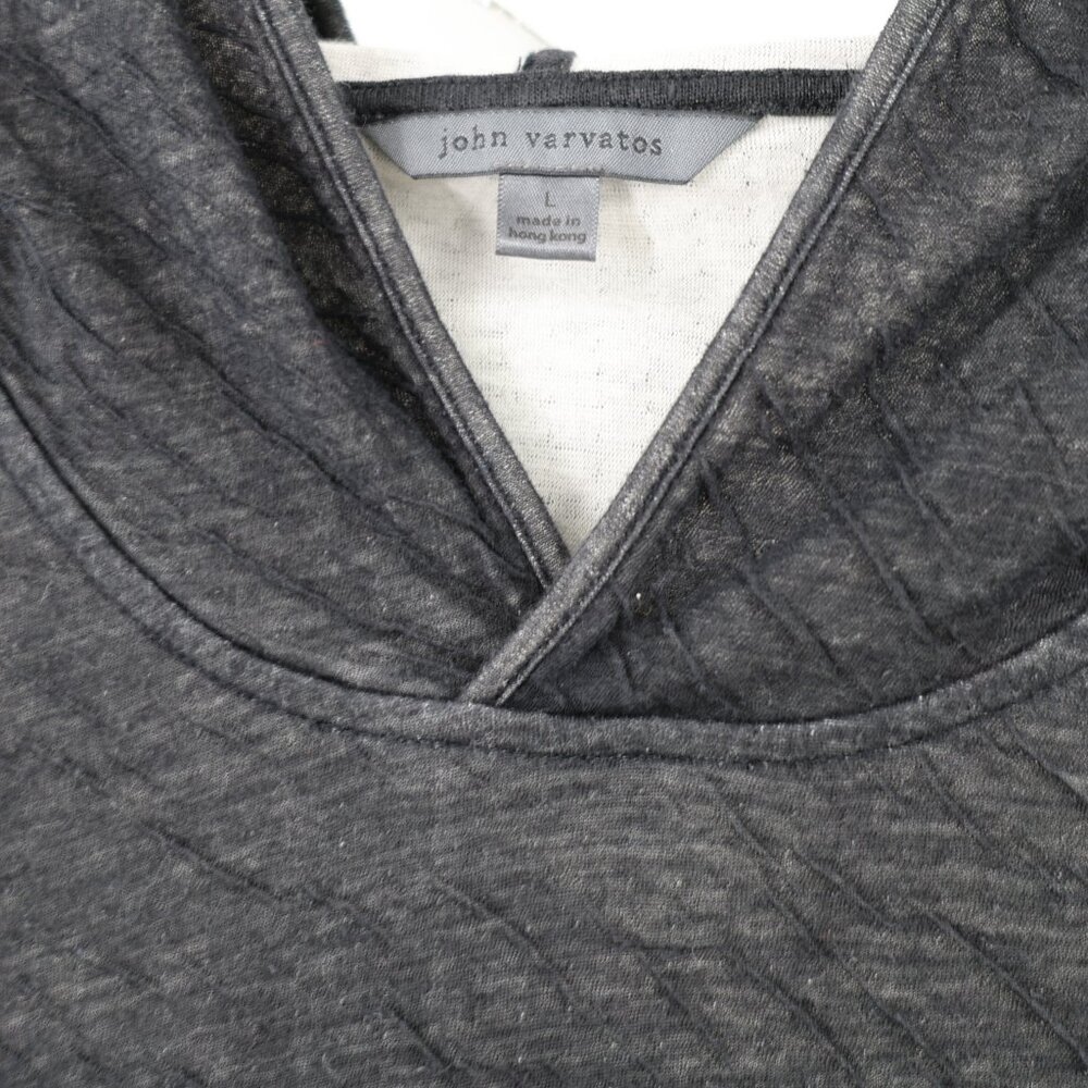 John Varvatos Hoodie Mens Large Cotton Stitch Long Sleeve Pullover textured - Picture 3 of 10
